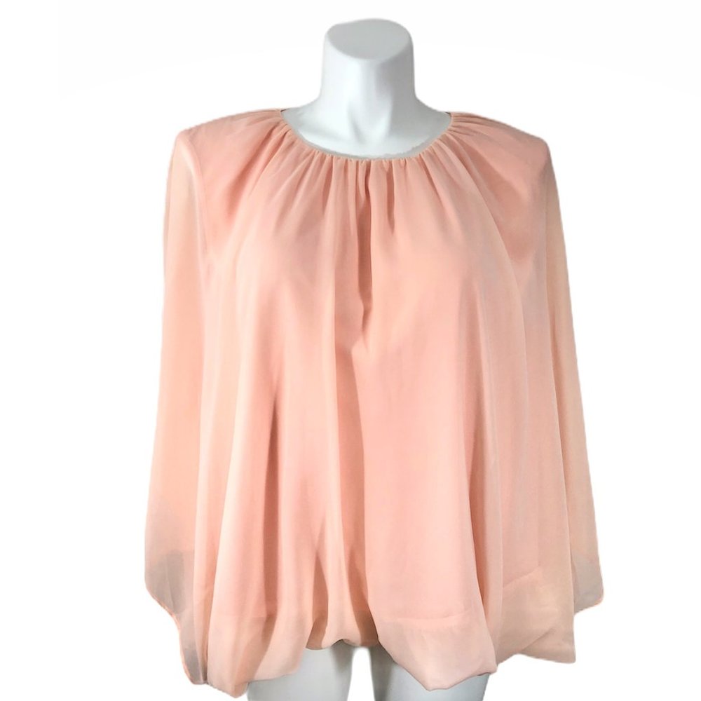 CATO Apricot Peach Chiffon Bubble Hem Top